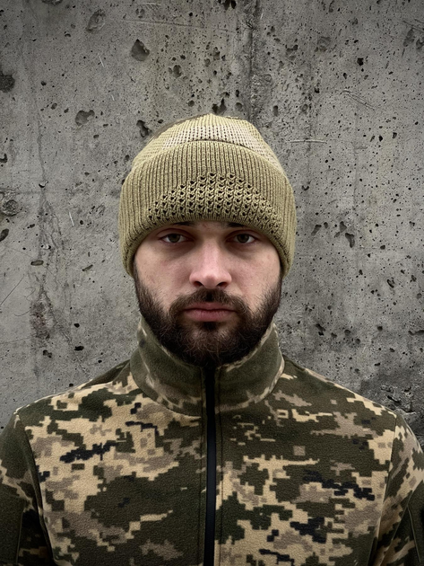 Зимова в'язана Балаклава-шапка / Утеплений Підшоломник олива-піксель розмір універсальний - зображення 5