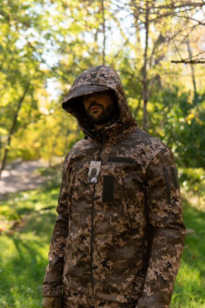 Утеплена чоловіча куртка з капюшоном SoftShell на флісі піксель розмір 3XL - зображення 2