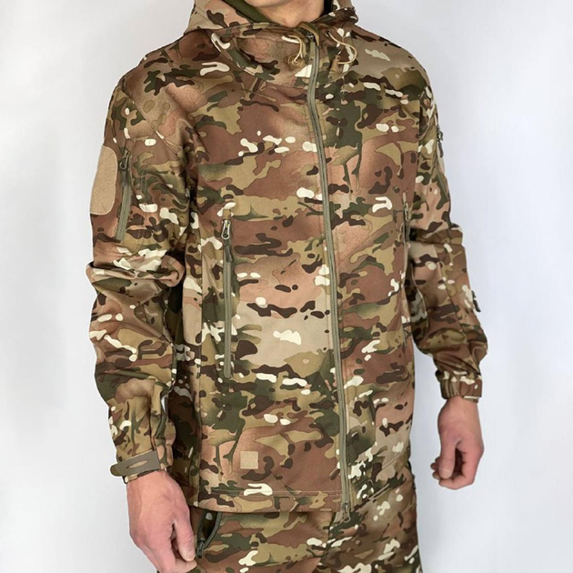 Мужская утепленная Куртка с капюшоном Soft-shell / Бушлат на флисе мультикам размер L - изображение 2