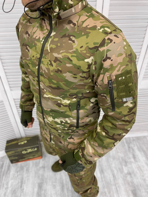 Чоловіча утеплена Куртка SoftShell з капюшоном та липучками під шеврони до - 15 °C / Бушлат мультикам розмір M - зображення 2