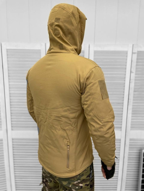 Весенняя мужская Куртка с капюшоном Softshell на флисе койот размер L - изображение 2