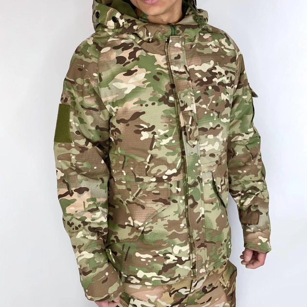 Мужская демисезонная Куртка с капюшоном рип-стоп на силиконе до -15°C мультикам размер L - изображение 1