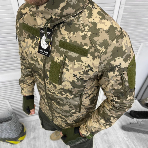 Чоловіча демісезонна Куртка з капюшоном Single Sword Softshell на подвійному флісі піксель розмір XXXL - зображення 2
