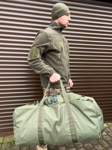 Большой крепкий Баул до 35кг / Рюкзак для транспортировки вещей Oxford олива 130л 80х50см - изображение 2
