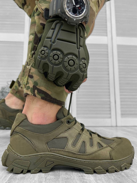Замшевые мужские Кроссовки с мембраной Gore-Tex / Обувь с протекторной подошвой хаки размер 44 - изображение 1