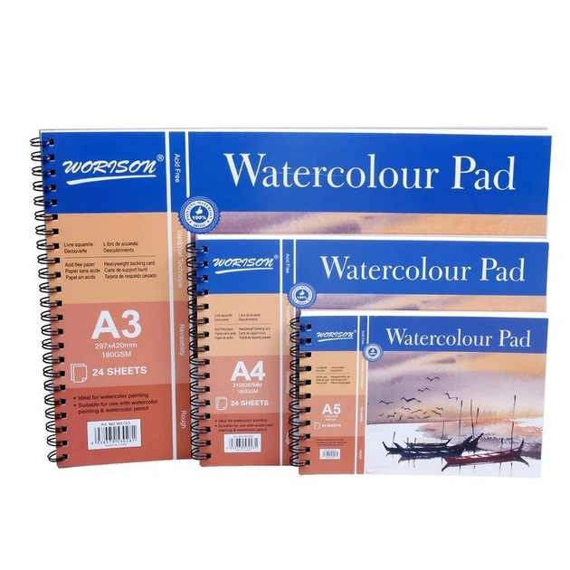 Альбом для акварели Worison Watercolor Pad формат А3 24 листа спираль 180г/м² - изображение 5
