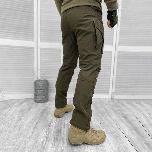 Зимние мужские Брюки Mil-Tec Softshell Assault на флисе / Теплые водонепроницаемые Брюки олива размер XL - изображение 3