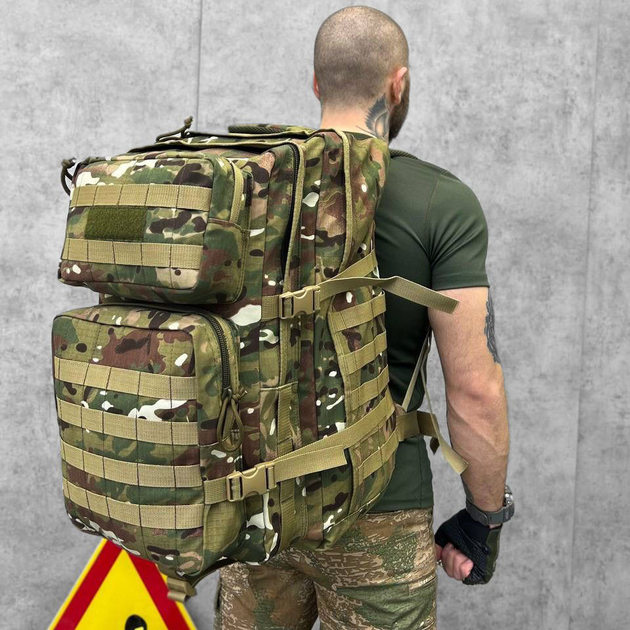 Вместительный Рюкзак Storm 55л с системой MOLLE / Водонепроницаемый Ранец с карманом для гидропакета мультикам - изображение 1