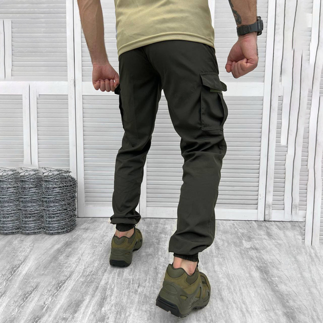 Мужские крепкие Брюки с накладными карманами / Плотные Брюки олива размер 2XL - изображение 2