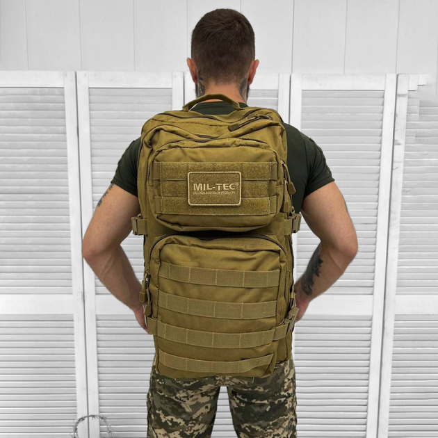 Водонепроницаемый Рюкзак Mil-tec Assault 36л с системой Molle / Прочный Рюкзак койот 53х29х28 см - изображение 2