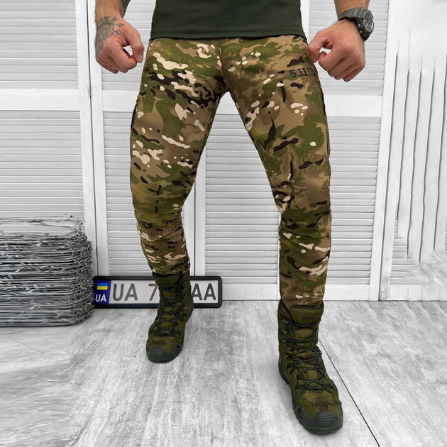 Легкі чоловічі Штани Ріп-стоп з регулюваними стяжками під колінами / Міцні Брюки мультикам розмір XL - зображення 1
