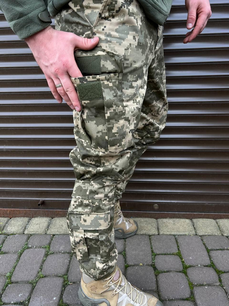 Мужские весенние брюки с накладными карманами / Крепкие водонепроницаемые Брюки пиксель размер 54 - изображение 2