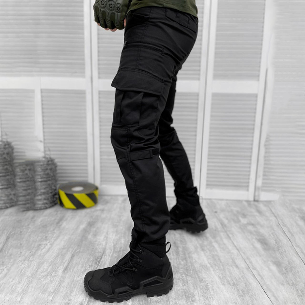 Чоловічі водонепроникні Штани з накладними кишенями / Міцні Брюки ріп-стоп чорні розмір XL - зображення 2