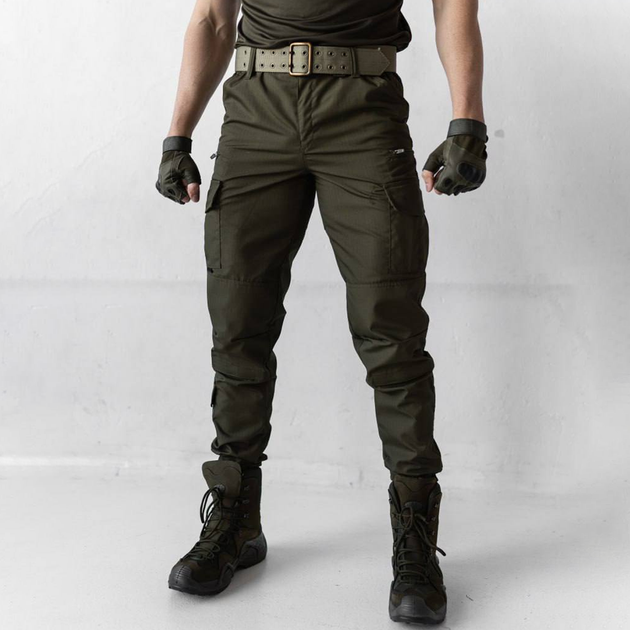 Мужские Брюки Рип-стоп с карманами под наколенники / Брюки со средней посадкой хаки размер XL - изображение 1