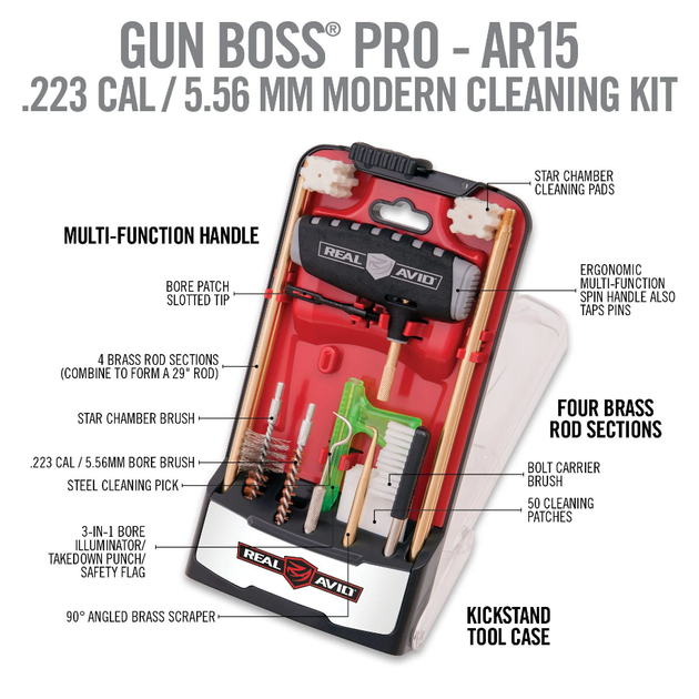 Набор для чистки оружия Real Avid Gun Boss Pro AR15 Cleaning Kit 5.56 мм (0.223) - изображение 2