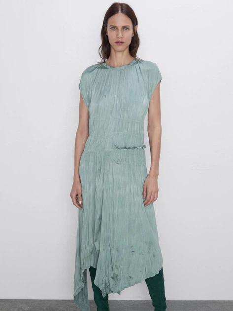 Платье миди женское Zara 0264/660/518 S Мятное (00264660518026