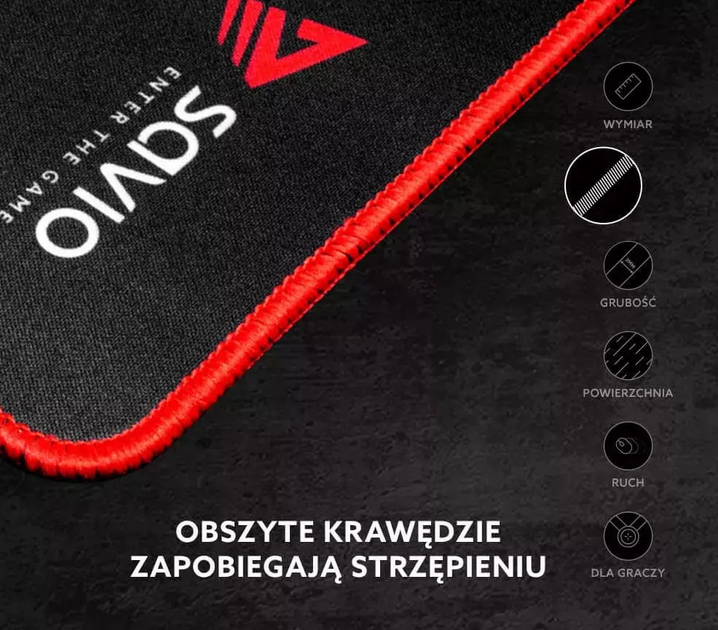 Podkładka pod mysz i klawiaturę Savio Turbo Dynamic XXL 1000 x 500 x 3 mm Black-Red (SAVGTDXXL) - obraz 2