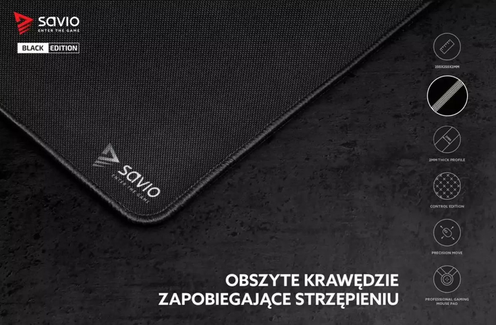 Podkładka pod mysz i klawiaturę Savio Precision Control XL- Black Edition 900 x 400 x 3 mm (SAVGBEPCXL) - obraz 2