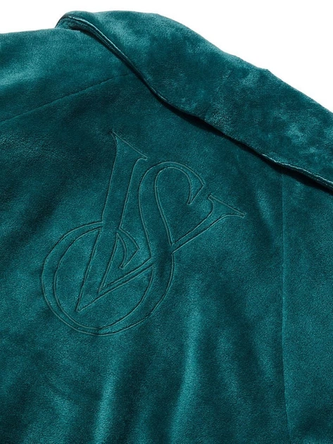 Халат Victoria's Secret Short Cozy Robe XS/S темно-зелений - Фото 2 Халат Victoria's Secret Short Cozy Robe XS/S темно-зелений - зображення 2