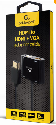 Адаптер-перехідник HDMI на HDMI/VGA+Аудіо 3.5 (A-HDMIM-HDMIFVGAF-01) - зображення 3