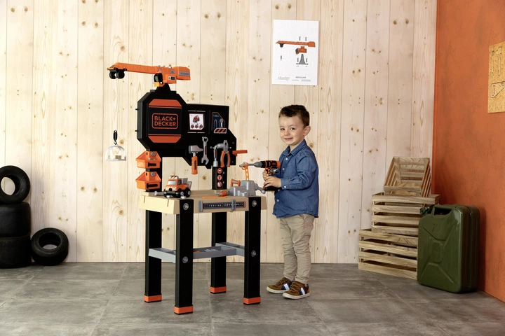 Ігрова майстерня з підйомним краном та машинкою Black and Decker 117х85х35см - зображення 10
