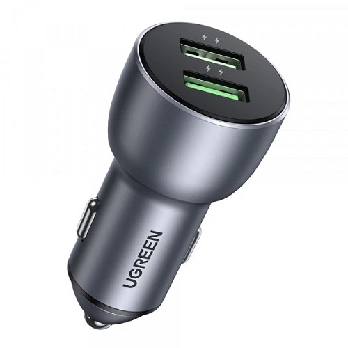 Автомобильное зарядное устройство UGREEN CD213 10144 2xUSB-A 36Вт QC 4.0 Серый - Фото 1 Автомобильное зарядное устройство UGREEN CD213 10144 2xUSB-A 36Вт QC 4.0 Серый - изображение 1