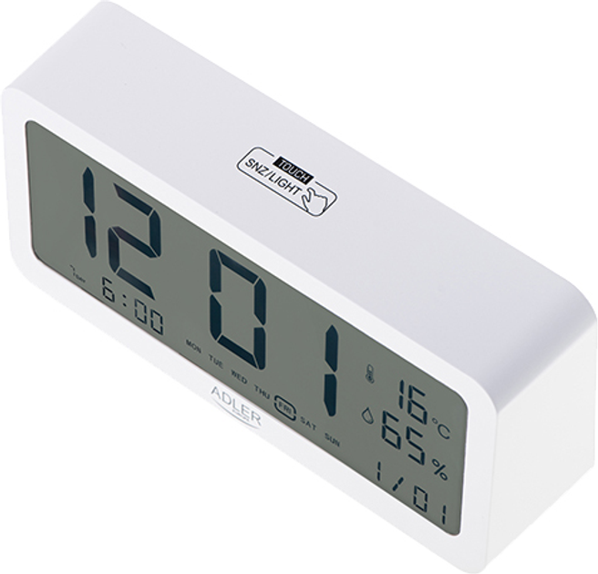 Настільний годинник-будильник Adler AD 1195w White (5903887809474) - зображення 4
