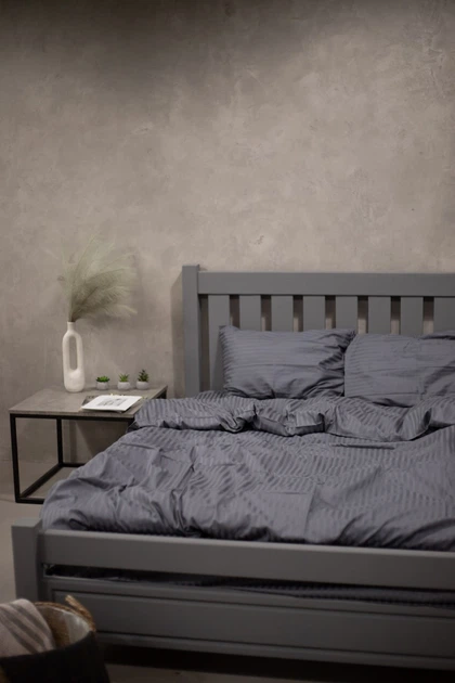 Комплект постельного белья Satin Stripe Gray 100% хлопок 215х150 см 2 шт, 70х70 см семейный - Фото 3 Комплект постельного белья Satin Stripe Gray 100% хлопок 215х150 см 2 шт, 70х70 см семейный - изображение 3