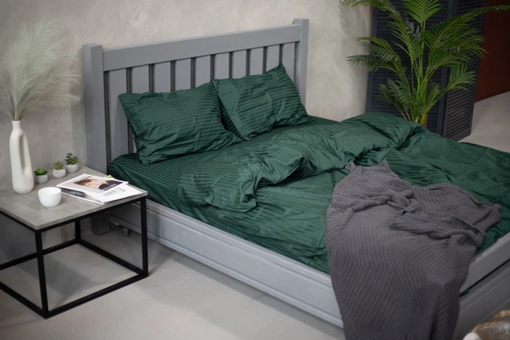 Комплект постільної білизни Satin Stripe Emerald 100% бавовна 215х150 см 70х70 см полуторний - Фото 4 Комплект постільної білизни Satin Stripe Emerald 100% бавовна 215х150 см 70х70 см полуторний - зображення 4