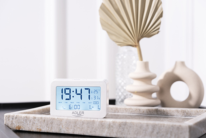 Настільний годинник-будильник Adler AD 1196w White (5903887809436) - зображення 7