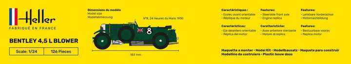 Сборная модель 1/24 автомобиль Bentley 4.5 L Blower Heller 80722 - изображение 3