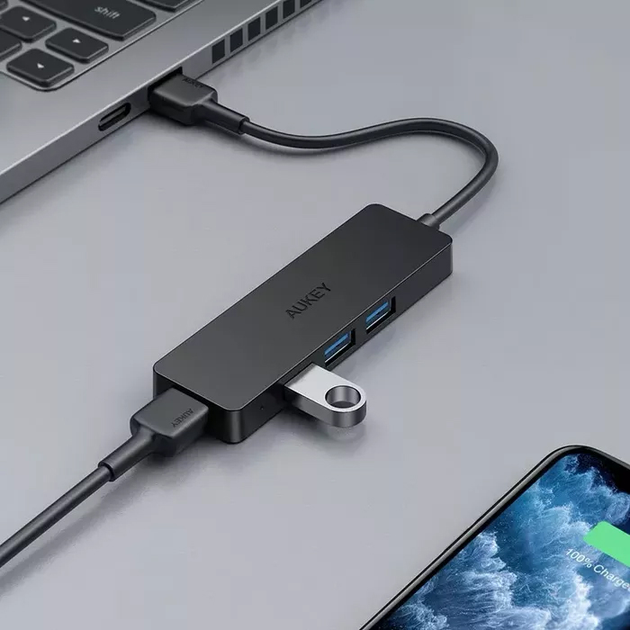 Hub USB 4 w 1 AUKEY USB 3.0 (5902666662507) - obraz 2