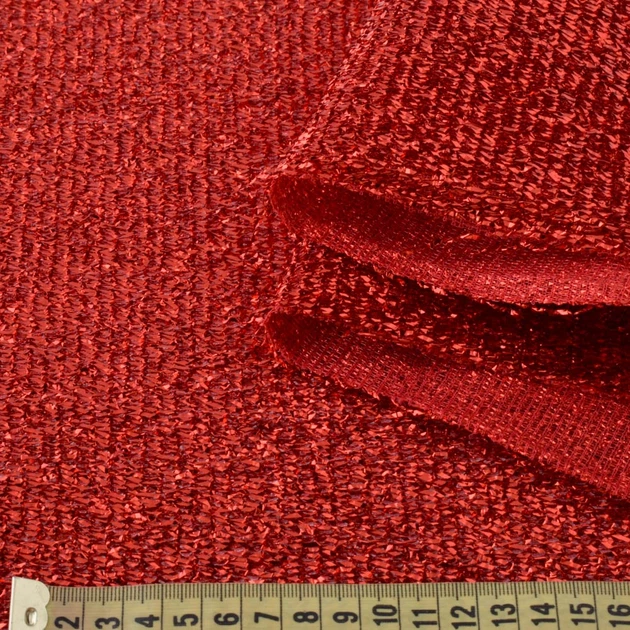 Мерцающий трикотаж из мягкой мишуры красный, ш.155 (21915.005) - изображение 2