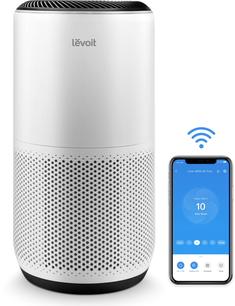 Очиститель воздуха LEVOIT Smart Air Purifier Core 400S White (HEAPAPLVSEU0072) + Фильтр Levoit Air Cleaner Filter Core 400S True HEPA 3-Stage (Original Filter) (HEACAFLVNEU0052) (комплект) - изображение 5