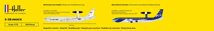 Сборная модель 1/72 самолет E-3B AWACS Стартовый набор Heller 56308 - изображение 4