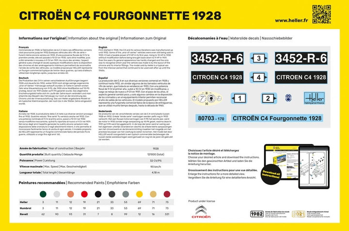 Сборная модель 1/24 автомобиль Citroen C4 Fourgonnette 1928 Heller 80703 - изображение 3