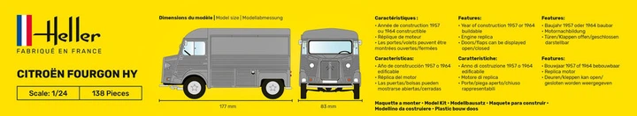 Сборная модель 1/24 автомобиля Citroën Fourgon Type H Two Versions Heller 80768 - изображение 3