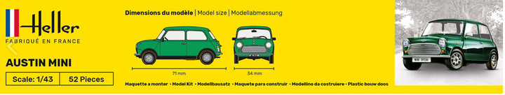 Сборная модель 1/43 автомобиля MINI AUSTIN Heller 80153 - изображение 2