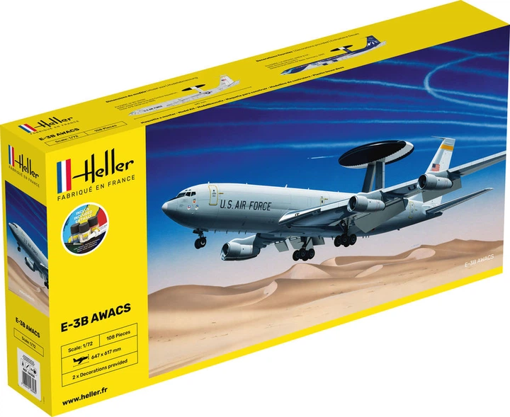Сборная модель 1/72 самолет E-3B AWACS Стартовый набор Heller 56308 - изображение 2