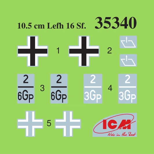 Збірна модель ICM 10.5cm leFH 16 Sf auf Geschutzwagen FCM36 f Німецька самохідна гаубиця 2 СВ 35340 - зображення 9
