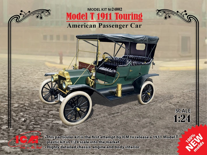 Сборная модель ICM Model T Touring 1911 г., американский пассажирский автомобиль 24002 - Фото 2 Сборная модель ICM Model T Touring 1911 г., американский пассажирский автомобиль 24002 - изображение 2
