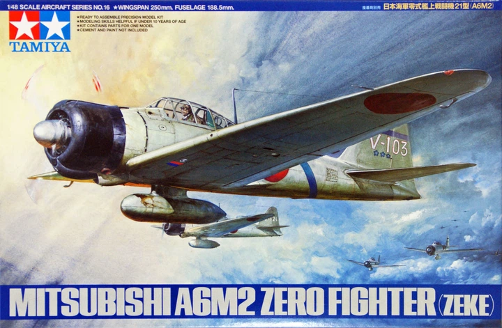 Збірна модель 1/48 літак Mitsubishi A6M2 Zero Fighter (Zeke