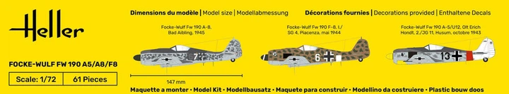 Сборная модель 1/72 самолет Focke-Wulf FW 190 A5/A8/F8 Стартовый набор Heller 56235 - изображение 6