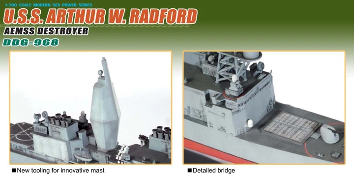 Сборная модель 1/700 американский ракетный эсминец USS Arthur W Radford Aemss Dragon 7031 - изображение 4