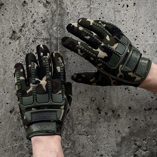 Плотные перчатки M-Pact с защитными накладками из ABS-пластика и антискользящими ладонями темно-зеленый - изображение 1