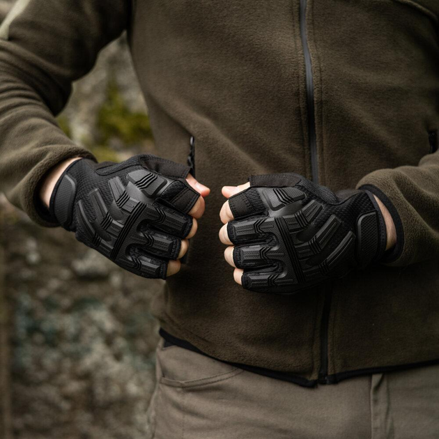 Плотные беспалые Перчатки Force с защитными резиновыми накладками черные размер M - изображение 2