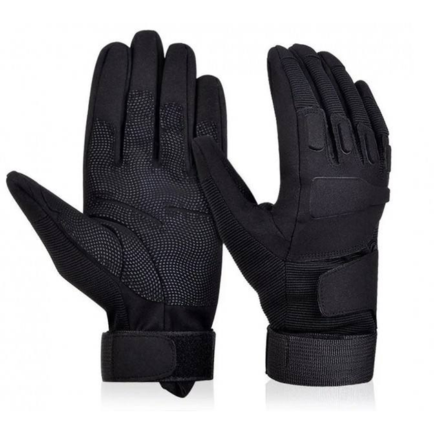Перчатки с нейлоновыми накладками и защитными вставками черные размер XL - изображение 1