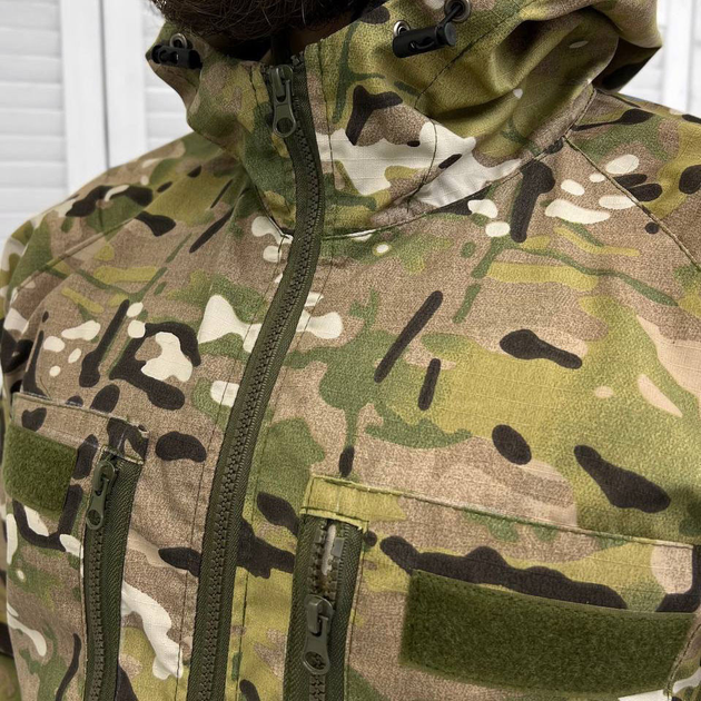 Крепкий мужской Костюм Куртка + Брюки с наколенниками / Полевая форма рип-стоп мультикам размер L - изображение 2
