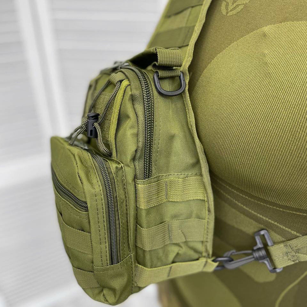 Нагрудная сумка "Triada" Cordura 1000D / Однолямный рюкзак хаки размер 19х27х10 см - изображение 2