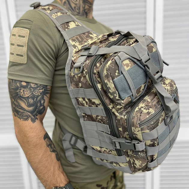 Нагрудна Сумка 20л із системою Molle / Вмісткий однолямний Рюкзак Cordura 1000D піксель розмір 20х18х32см - зображення 2